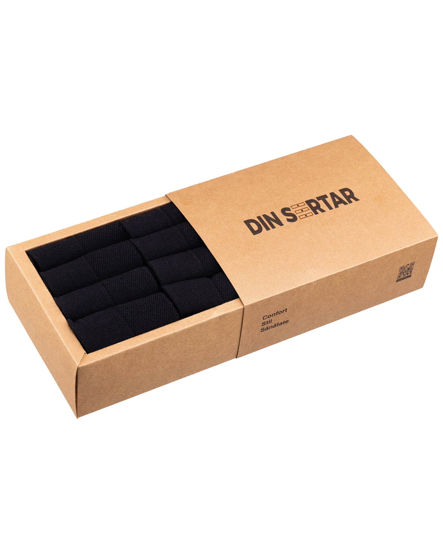 Set mit 8 Paar Socken aus gekämmter Baumwolle, DIN SERTAR classic schwarz, für Herren, nahtlos