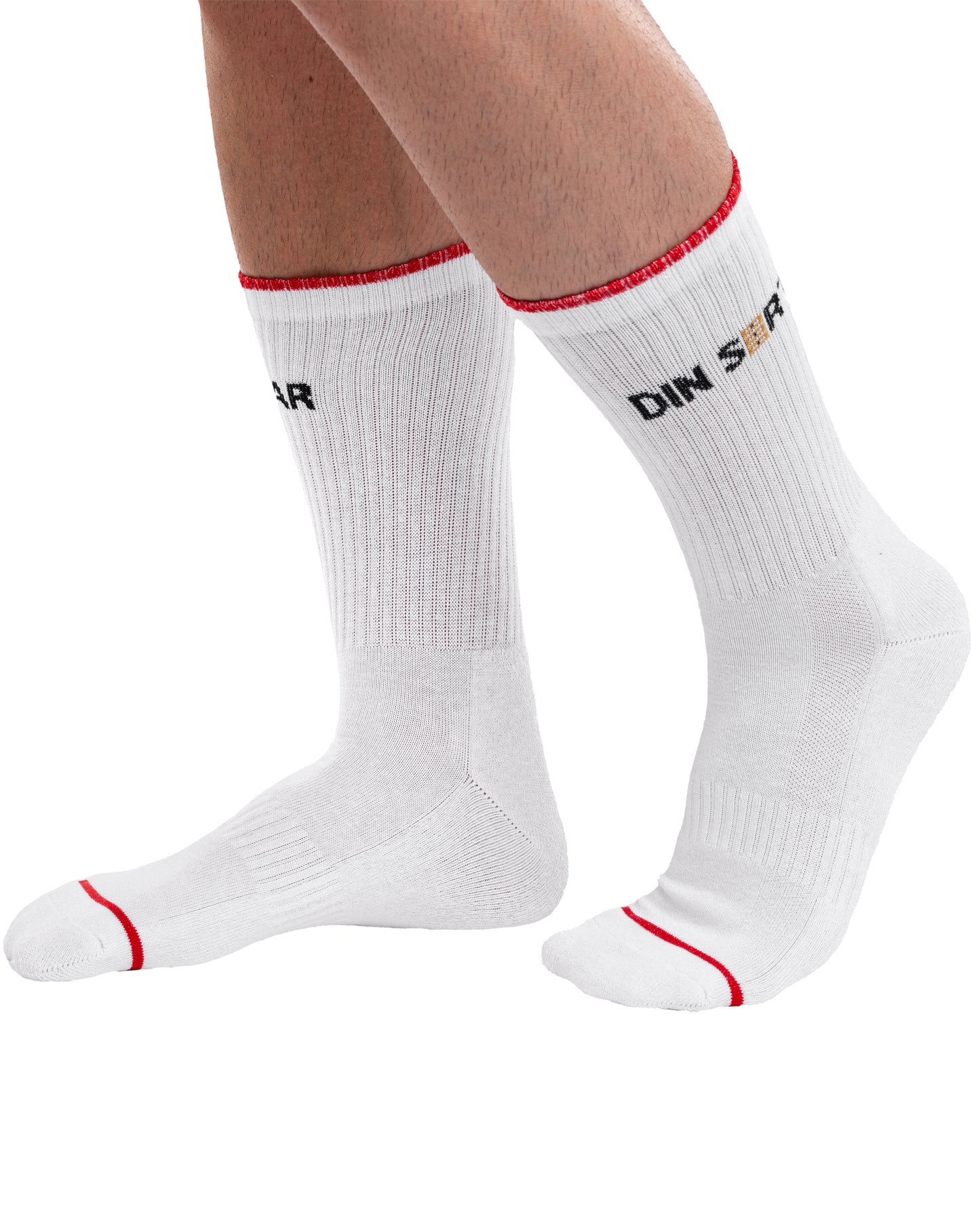 Set mit 3 Paar Herren-Sportsocken aus Baumwolle, lang, weiß, nahtlos