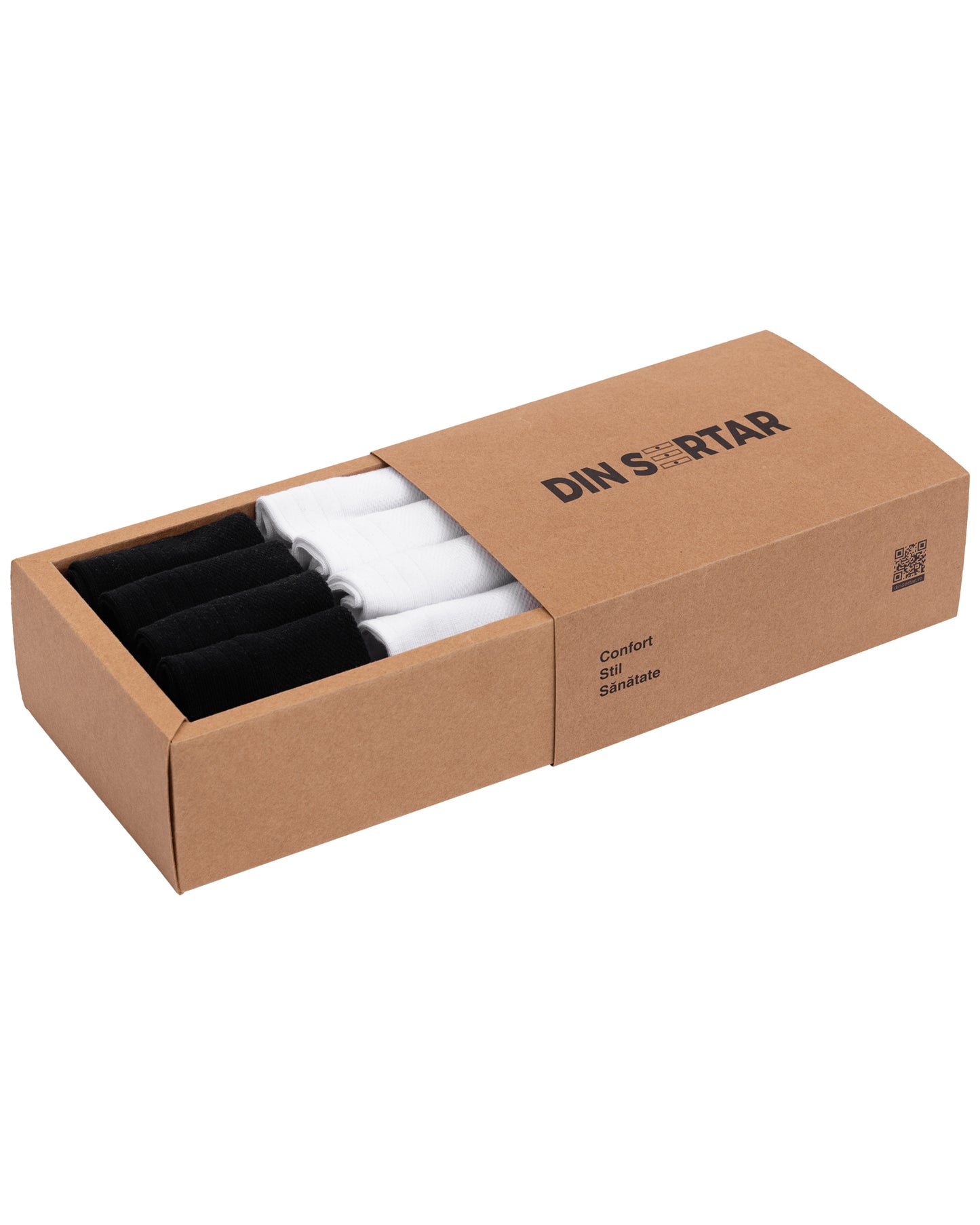 Set mit 14 Paar kurzen Damen-Socken aus 7x Schwarze und 7x Weiße Baumwolle