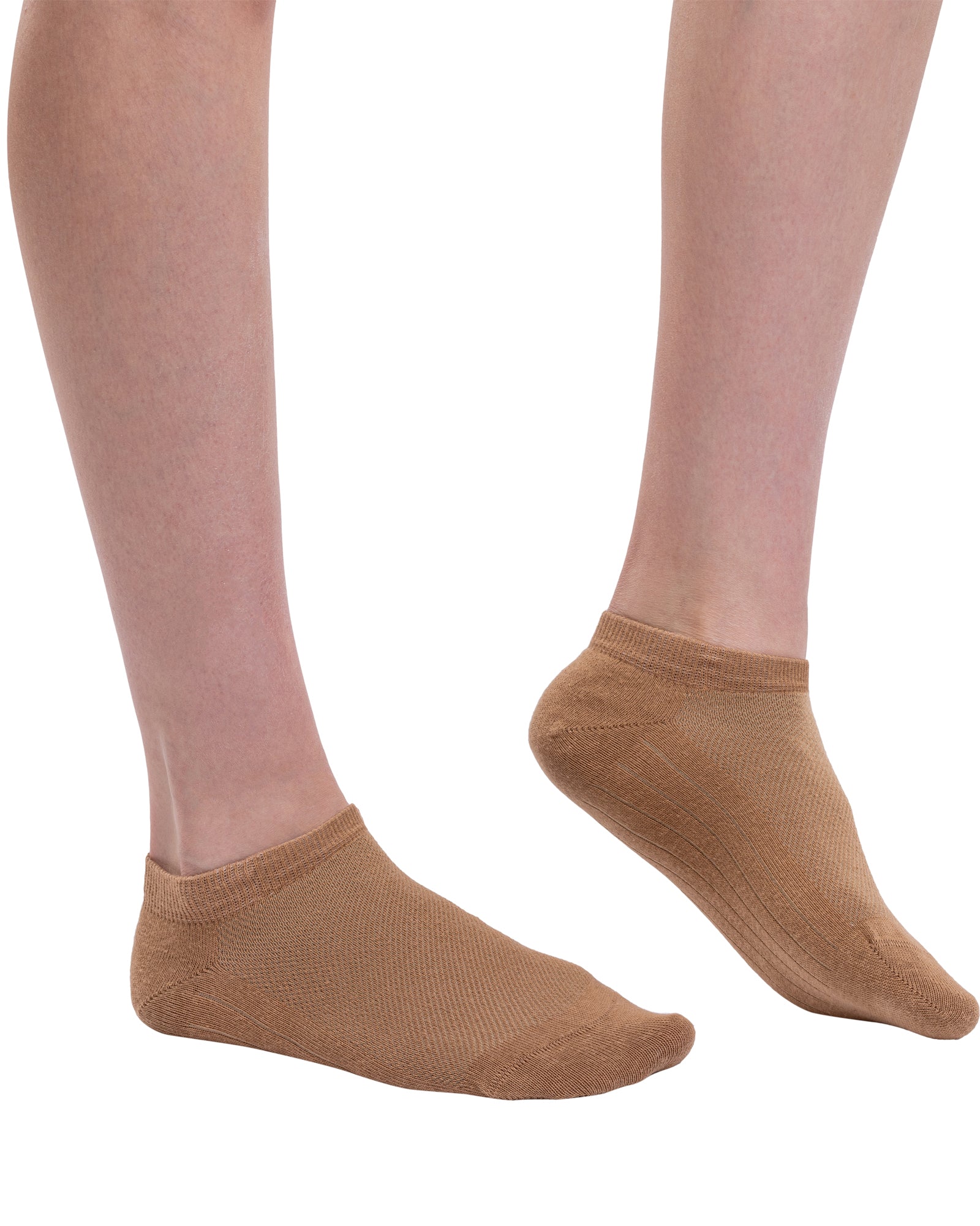 Set of 14 pairs of short women's cotton socks CAPPUCCINO