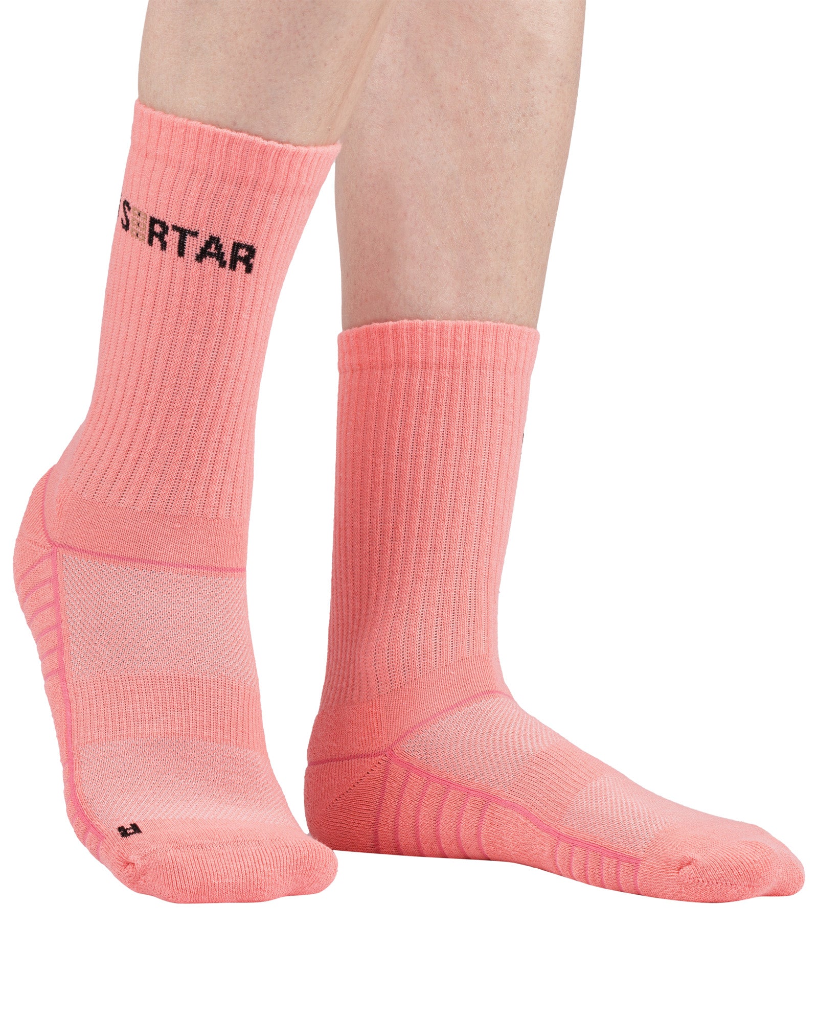 Set of 4 pairs of medium-sized socks for women made of coral-colored combed cotton