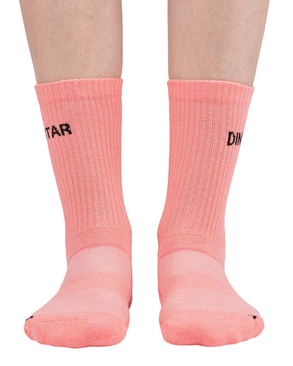 Set mit 4 Paar mittelgroßen Socken für Damen aus korallenfarbener gekämmter Baumwolle