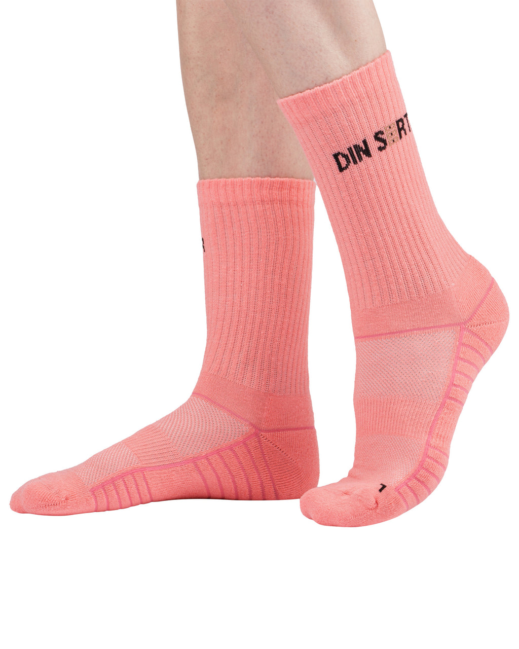 Set of 4 pairs of medium-sized socks for women made of coral-colored combed cotton