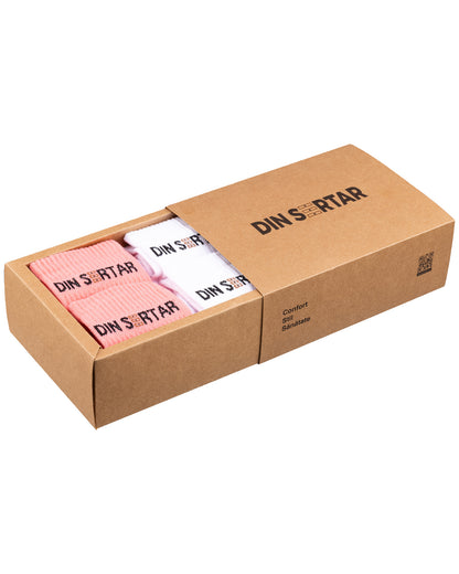 Set mit 4 Paar mittelgroßen Socken für Damen aus korallenfarbener gekämmter Baumwolle