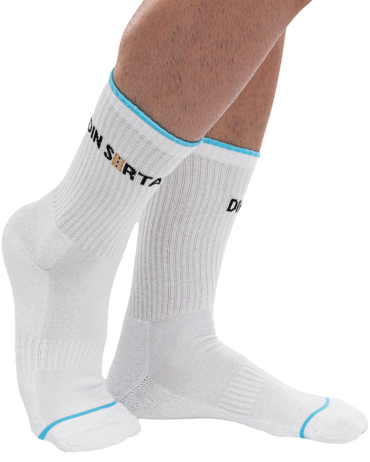 Set mit 3 Paar Herren-Sportsocken aus Baumwolle, lang, weiß, nahtlos
