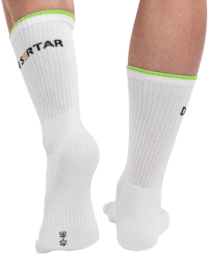 Set mit 3 Paar Herren-Sportsocken aus Baumwolle, lang, weiß, nahtlos