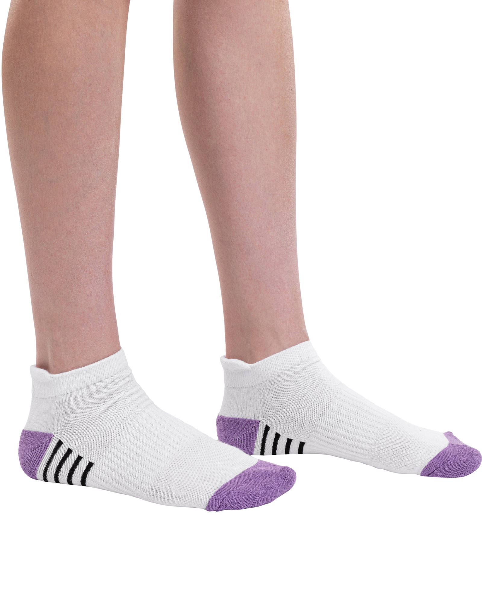 Set of 6 women's short sports socks made of white cotton Comfort Plus
