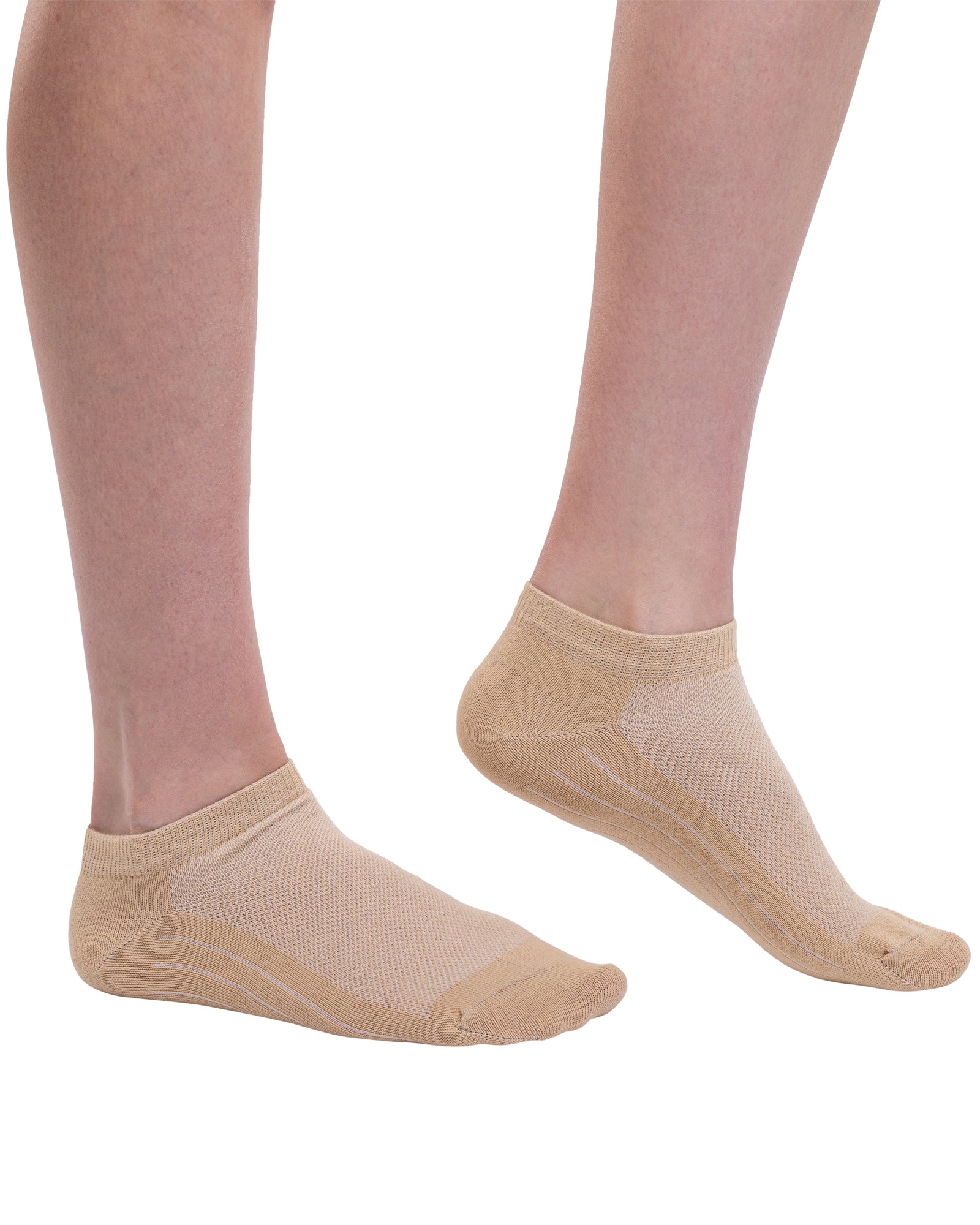 Set of 14 pairs of short women's cotton socks CAPPUCCINO