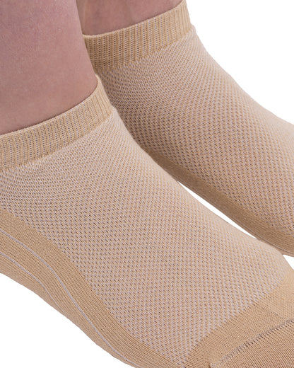 Set mit 14 Paar kurzen Damen-Baumwollsocken CAPPUCCINO