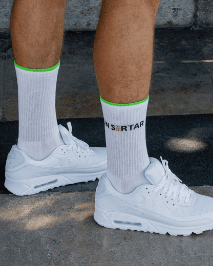 Set mit 3 Paar Herren-Sportsocken aus Baumwolle, lang, weiß, nahtlos